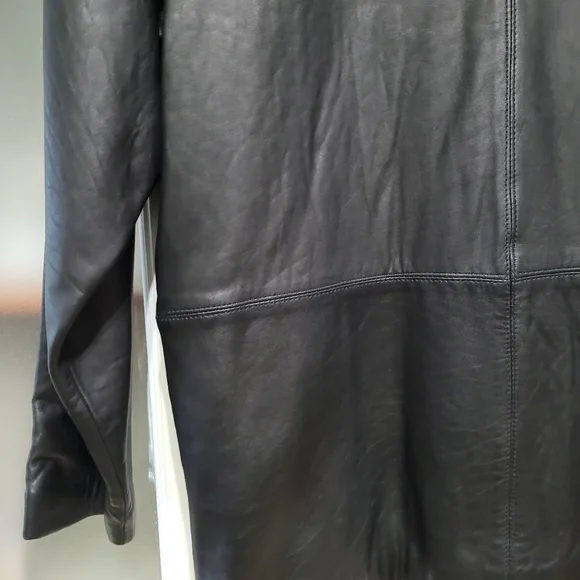 Vintage Leather Black Women's 1980's Jacket Blazer Retro shoulder pads - Picture 10 of 16